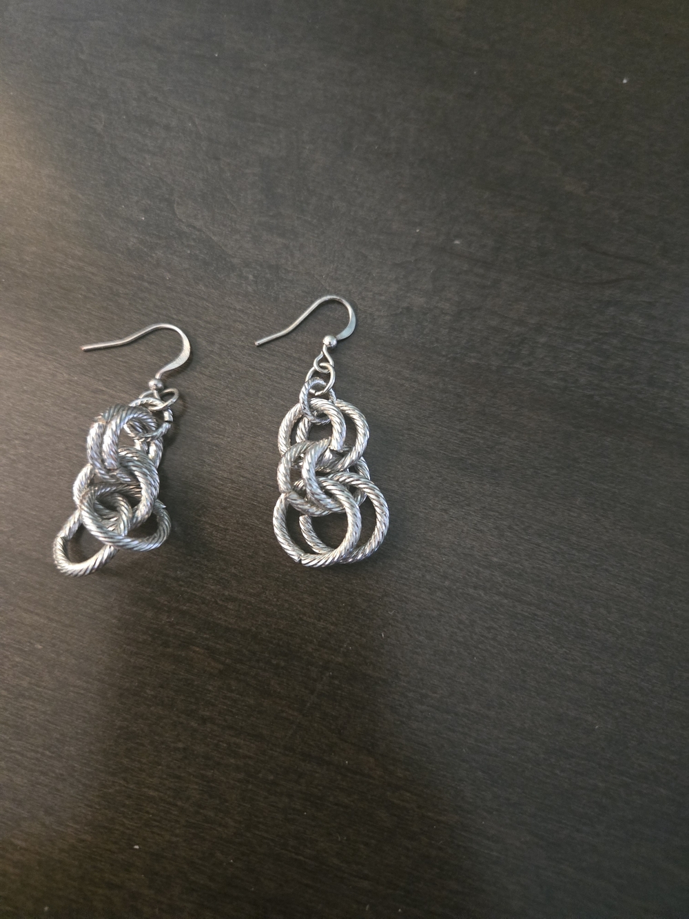 Silver Rope-Style Interlocking Hoop Drop Earrings - Women Jewelry